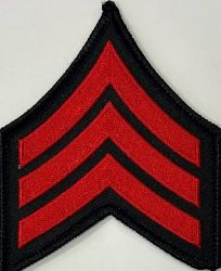 "SGT" SERGEANT RED on BLACK CHEVRONS - SOLD IN PAIRS